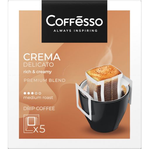 Caffesso Crema Delicato,őrölt kávé filterben, csepegtetett kávé készítéséhez, 5x9g