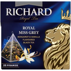   Richard Royal Miss Grey ízesített fekete tea, piramis-filter, 20x1,7g