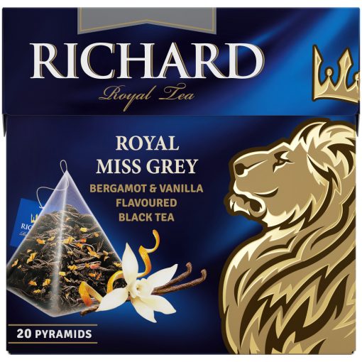 Richard Royal Miss Grey ízesített fekete tea, piramis-filter, 20x1,7g