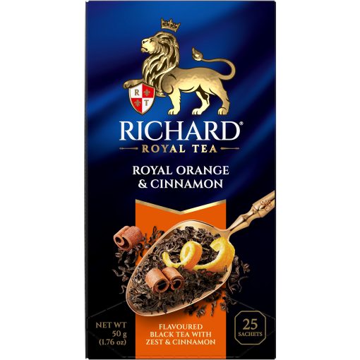 Richard Royal Narancs&Fahéj ízesített fekete tea, filteres, 25x2g