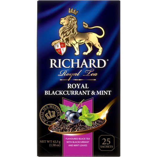 Richard Royal Feketeribizli&Mentol, ízesített fekete tea, filteres, 42,5g