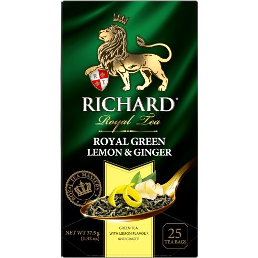 Richard Royal Citrom&Gyömbér ízesített zöld tea, filteres, 37,5g