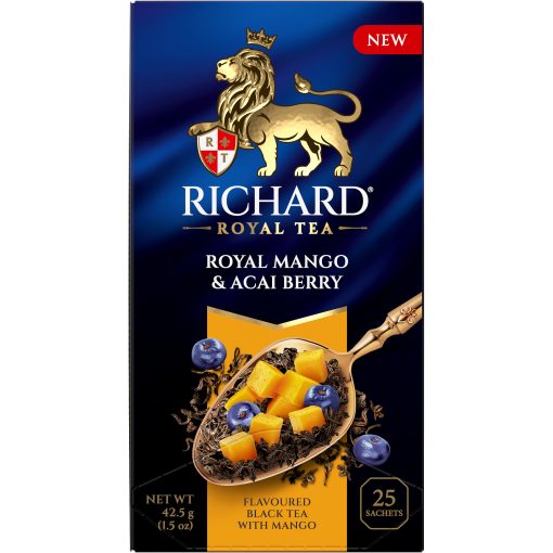 Richard Royal Mangó & Acai Bogyó ízesített fekete tea, 25 filter