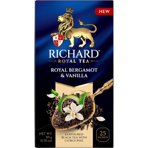 Richard Royal Bergamott & Vanília ízesített fekete tea, 25 filter