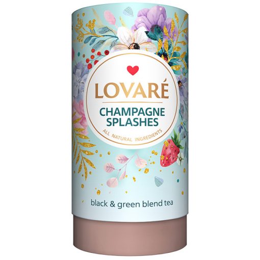 Lovaré Szálas Ízesített Prémium Tea , Champagne Splashes (Fekete és zöld tea keverék) 80g + 15 teafilter tasak