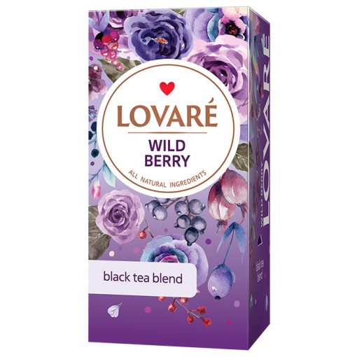 Lovaré Prémium Ízesített Tea Filteres, Wild Berry (Fekete tea) 20 filter