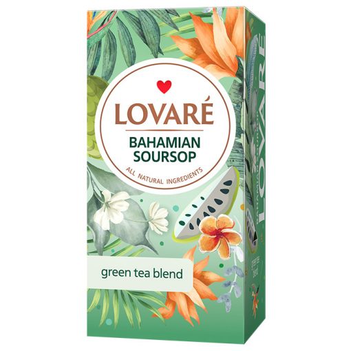 Lovaré Prémium Ízesített Tea Filteres, Bahamian Soursop (Zöld tea) 20 filter