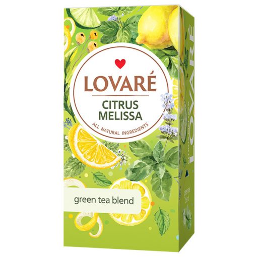 Lovaré Prémium Ízesített Tea Filteres, Citrus Melissa (Zöld tea) 20 filter