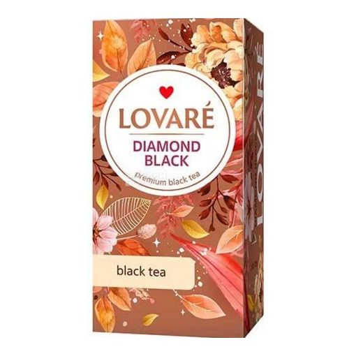 Lovaré Prémium Ízesített Tea Filteres, Diamond Black (Fekete tea) 24 filter